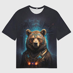 Футболка оверсайз мужская Кибернетический мишка жрец, цвет: 3D-принт