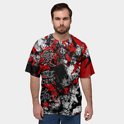 Футболка оверсайз мужская Японский стиль иероглифы, цвет: 3D-принт — фото 2