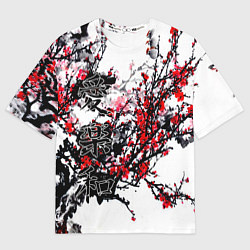 Футболка оверсайз мужская Японский стиль иероглифы, цвет: 3D-принт