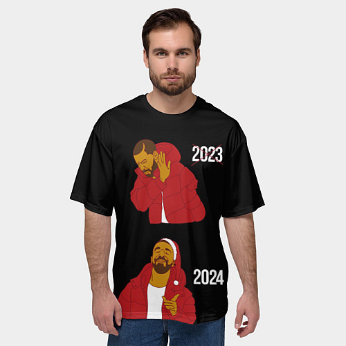 Мужская футболка оверсайз Дрейк 2023-2024 / 3D-принт – фото 3