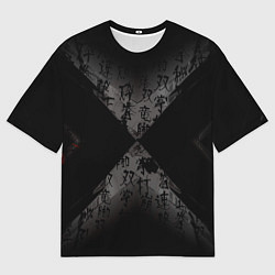 Футболка оверсайз мужская Японские иероглифы текстуры, цвет: 3D-принт