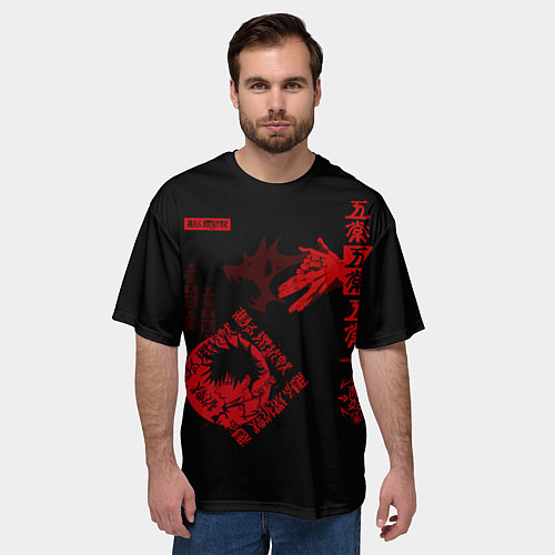 Мужская футболка оверсайз Фушигура Мегуми jujutsu kaisen / 3D-принт – фото 3
