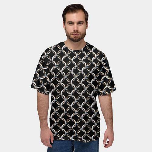 Мужская футболка оверсайз Кольчуга крупная / 3D-принт – фото 3