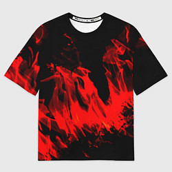 Мужская футболка оверсайз Красное пламя