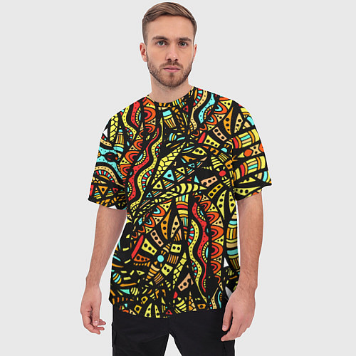 Мужская футболка оверсайз Африканская живопись / 3D-принт – фото 3