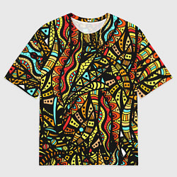 Мужская футболка оверсайз Африканская живопись