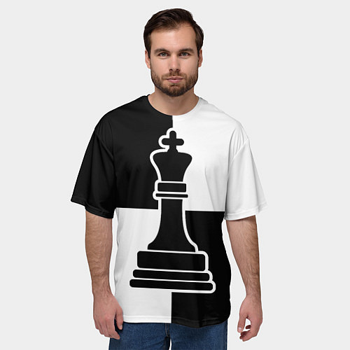 Мужская футболка оверсайз Шахматы - ферзь / 3D-принт – фото 3