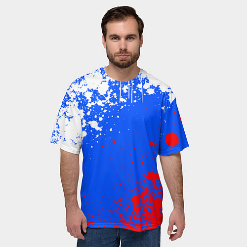 Мужская футболка оверсайз Флаг России - брызги / 3D-принт – фото 3