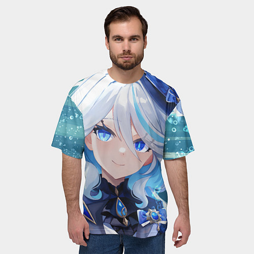 Мужская футболка оверсайз Genshin Impact Furina Smile / 3D-принт – фото 3