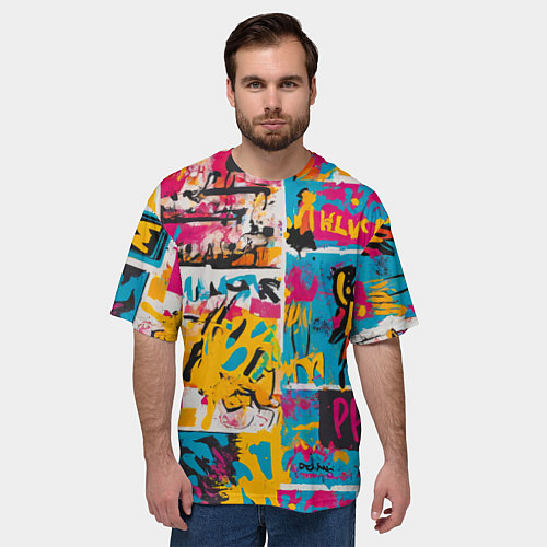 Мужская футболка оверсайз В стиле поп арт / 3D-принт – фото 3