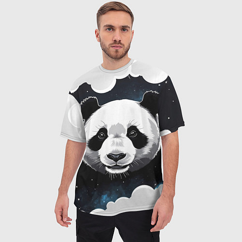 Мужская футболка оверсайз Панда портрет / 3D-принт – фото 3