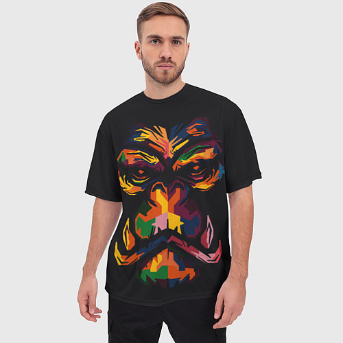 Мужская футболка оверсайз Морда гориллы поп-арт / 3D-принт – фото 3