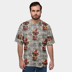 Футболка оверсайз мужская Олень в снегах, цвет: 3D-принт — фото 2