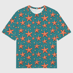 Мужская футболка оверсайз Морские звезды тоже хотят на ёлку