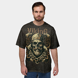 Футболка оверсайз мужская Викинг скелет, цвет: 3D-принт — фото 2