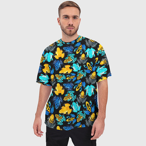 Мужская футболка оверсайз Тропические лягушки / 3D-принт – фото 3