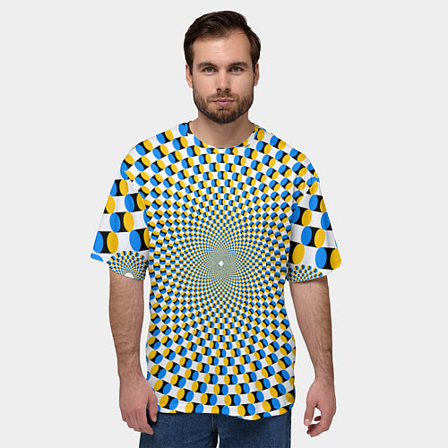 Мужская футболка оверсайз Оптическая иллюзия арт / 3D-принт – фото 3