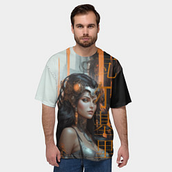 Футболка оверсайз мужская Кибернетическая девушка-валькирия, цвет: 3D-принт — фото 2