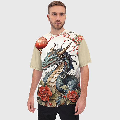 Мужская футболка оверсайз Vintage dragon 2024 / 3D-принт – фото 3