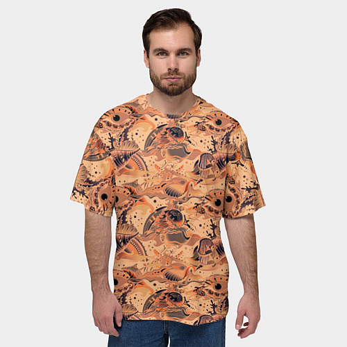 Мужская футболка оверсайз Морские раковины / 3D-принт – фото 3