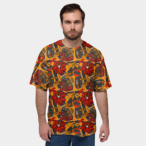 Мужская футболка оверсайз Цветочное разноцветье / 3D-принт – фото 3