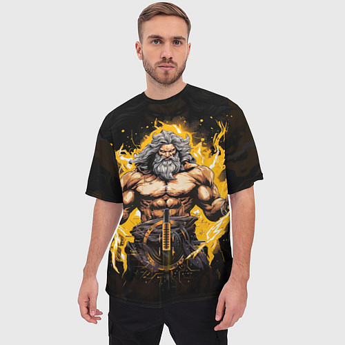 Мужская футболка оверсайз Древнегреческий бог молний и грома Зевс / 3D-принт – фото 3