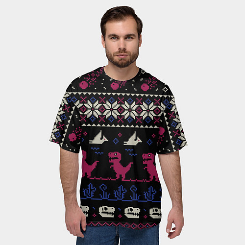 Мужская футболка оверсайз Доисторический свитер / 3D-принт – фото 3