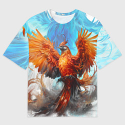 Футболка оверсайз мужская Птица феникс в огне, цвет: 3D-принт
