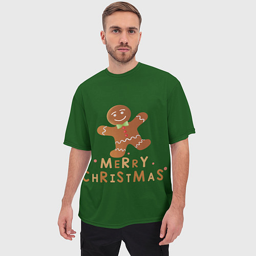 Мужская футболка оверсайз Пряничный человечек желает счастливого рождества / 3D-принт – фото 3