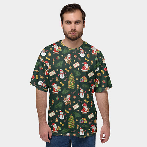 Мужская футболка оверсайз Новогодняя встреча / 3D-принт – фото 3