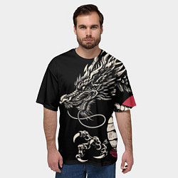 Футболка оверсайз мужская Japanese dragon - irezumi - art, цвет: 3D-принт — фото 2