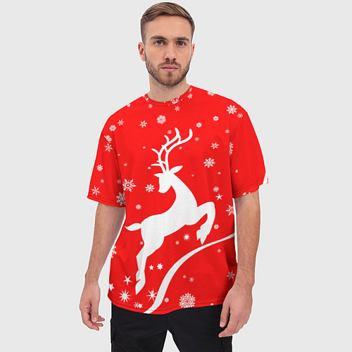 Мужская футболка оверсайз Christmas deer / 3D-принт – фото 3