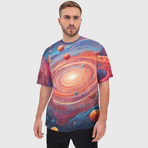 Мужская футболка оверсайз Галактика в спирали / 3D-принт – фото 3