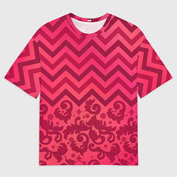 Футболка оверсайз мужская Зигзаги и листья в стиле рококо, цвет: 3D-принт