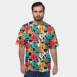 Футболка оверсайз мужская Мультяшные коты, цвет: 3D-принт — фото 2