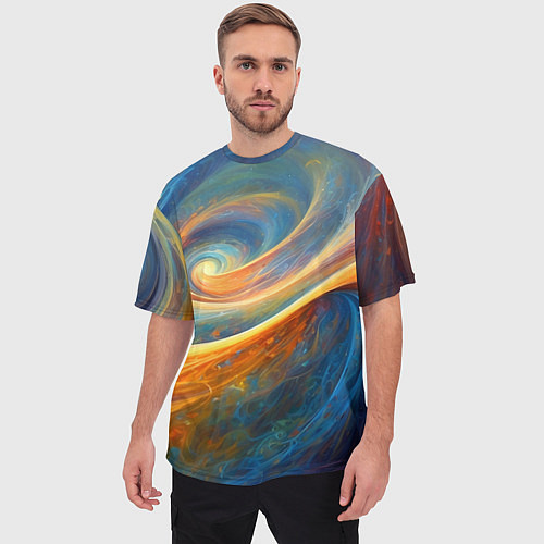 Мужская футболка оверсайз Космические завихрения / 3D-принт – фото 3
