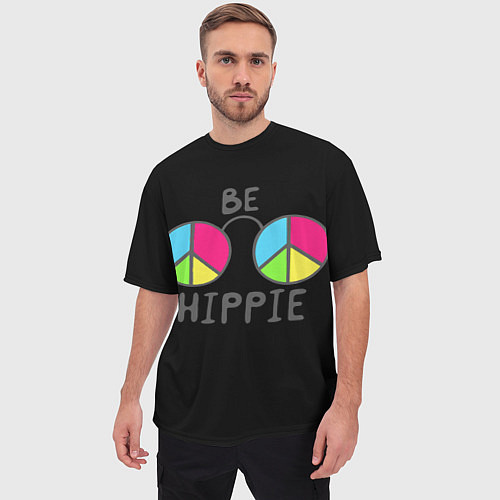 Мужская футболка оверсайз Be hippie / 3D-принт – фото 3