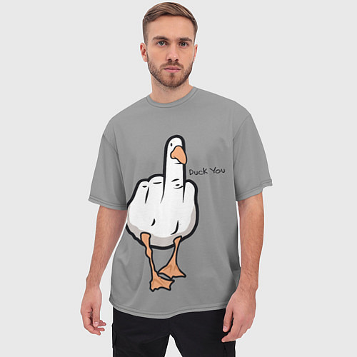 Мужская футболка оверсайз Duck you / 3D-принт – фото 3