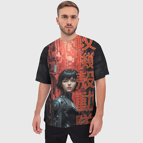 Мужская футболка оверсайз Девушка в призрачном доспехе / 3D-принт – фото 3