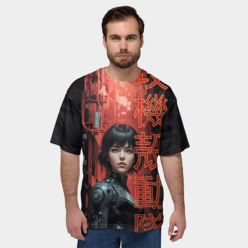 Мужская футболка оверсайз Девушка в призрачном доспехе / 3D-принт – фото 3