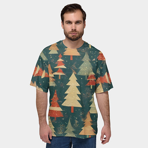 Мужская футболка оверсайз Елки новый год / 3D-принт – фото 3