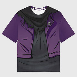 Футболка оверсайз мужская Фиолетовая косуха лича с черепами, цвет: 3D-принт