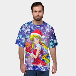 Футболка оверсайз мужская Новогодняя Сейлор Мун, цвет: 3D-принт — фото 2