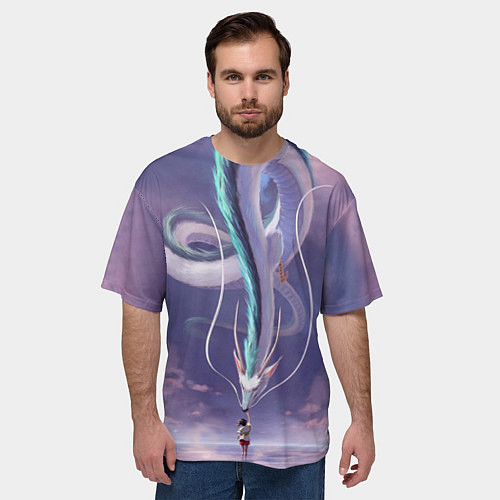 Мужская футболка оверсайз Унесенные призраками- дракон и девочка / 3D-принт – фото 3