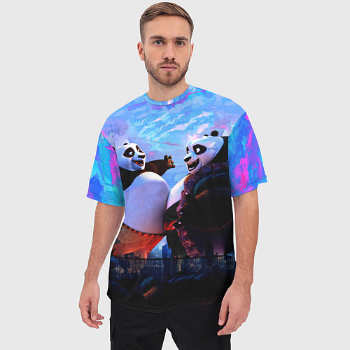 Мужская футболка оверсайз Кунг-фу Панда Friend / 3D-принт – фото 3