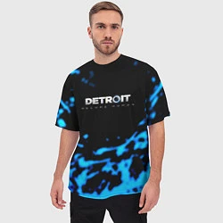 Футболка оверсайз мужская Detroit become human голубая кровь, цвет: 3D-принт — фото 2