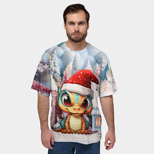 Мужская футболка оверсайз Маленький дракончик 2024 год / 3D-принт – фото 3