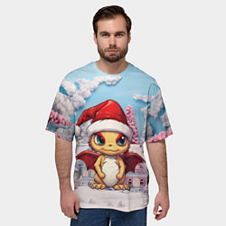 Футболка оверсайз мужская Новый год 2024 символ года дракон, цвет: 3D-принт — фото 2