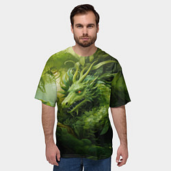 Футболка оверсайз мужская Зеленый травяной дракон, цвет: 3D-принт — фото 2