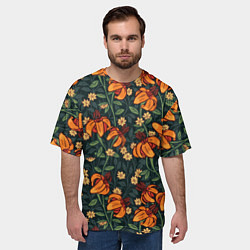 Футболка оверсайз мужская Лилии и пчёлы, цвет: 3D-принт — фото 2